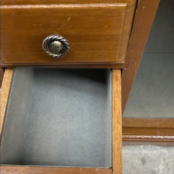 Vintage Wooden Jewelry Box 4 drawer, carousel with glass door Floral Design - Picture 5 of 11